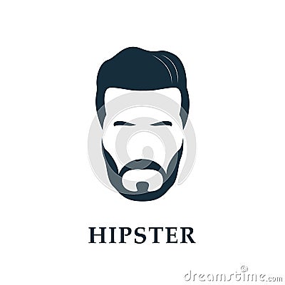 Hipster face. Menn`s beard and hair. Vector Illustration