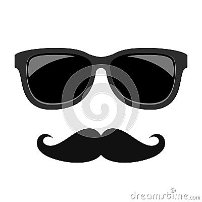 Hipster face moustaches and glasses Vector Illustration