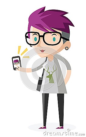 Hipster fashion girl taking a selfie Stock Photo