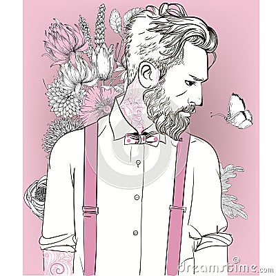 Hipster Fashion men. Vector Illustration