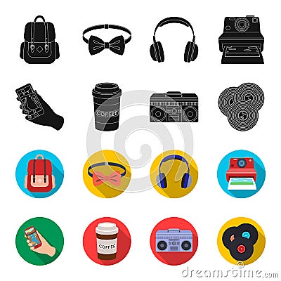 Hipster, fashion, style, subculture .Hipster style set collection icons in black,flet style vector symbol stock Vector Illustration