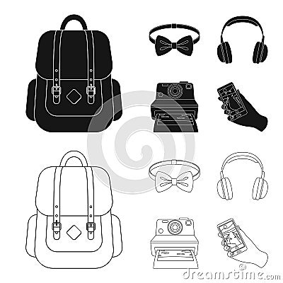 Hipster, fashion, style, subculture .Hipster style set collection icons in black,outline style vector symbol stock Vector Illustration