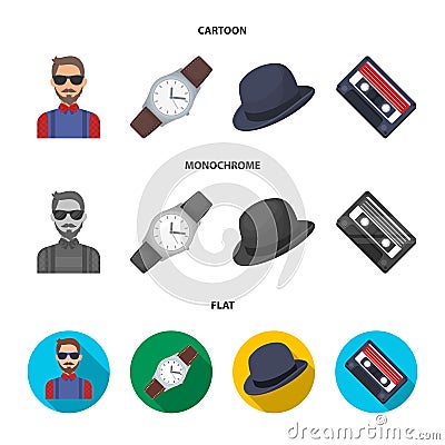 Hipster, fashion, style, subculture .Hipster style set collection icons in cartoon,flat,monochrome style vector symbol Vector Illustration