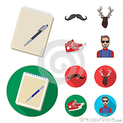 Hipster, fashion, style, subculture .Hipster style set collection icons in cartoon,flat style vector symbol stock Vector Illustration