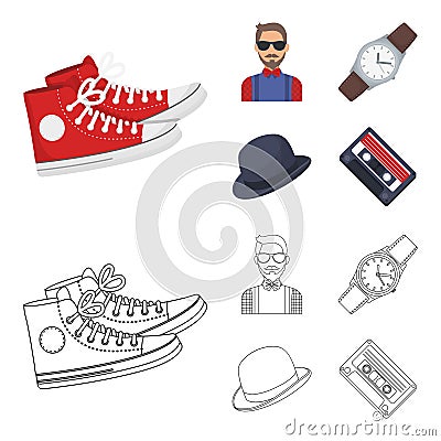 Hipster, fashion, style, subculture .Hipster style set collection icons in cartoon,outline style vector symbol stock Vector Illustration