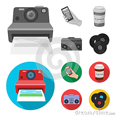 Hipster, fashion, style, subculture .Hipster style set collection icons in monochrome,flat style vector symbol stock Vector Illustration