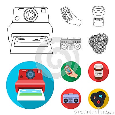 Hipster, fashion, style, subculture .Hipster style set collection icons in outline,flat style vector symbol stock Vector Illustration