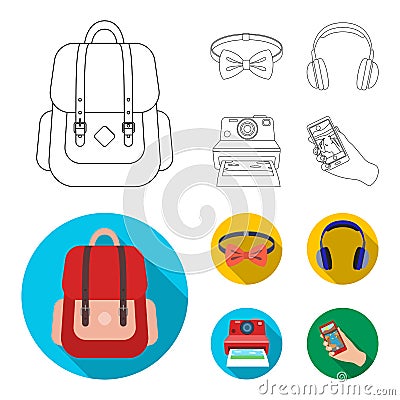 Hipster, fashion, style, subculture .Hipster style set collection icons in outline,flat style vector symbol stock Vector Illustration