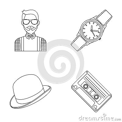 Hipster, fashion, style, subculture .Hipster style set collection icons in outline style vector symbol stock Vector Illustration