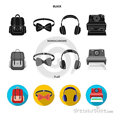 Hipster, fashion, style, subculture .Hipster style set collection icons in black, flat, monochrome style vector symbol Vector Illustration