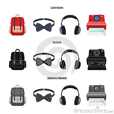 Hipster, fashion, style, subculture .Hipster style set collection icons in cartoon,black,monochrome style vector symbol Vector Illustration