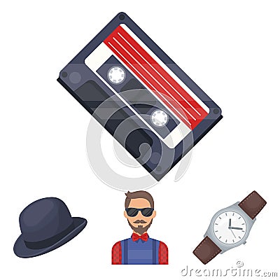 Hipster, fashion, style, subculture .Hipster style set collection icons in cartoon style vector symbol stock Vector Illustration