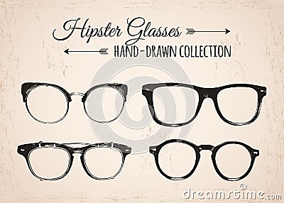 Hipster fashion vintage elements hand-drawn Vector Illustration