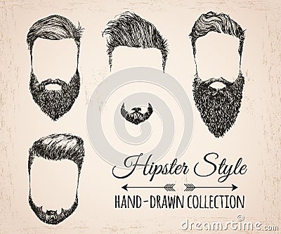 Hipster fashion vintage elements hand-drawn Vector Illustration