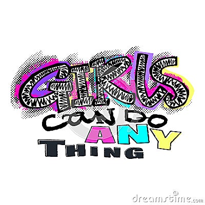 Hipster funky t-shirt girls motivation print in graffiti urban Stock Photo