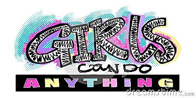 Hipster funky t-shirt girls motivation print in graffiti urban Stock Photo