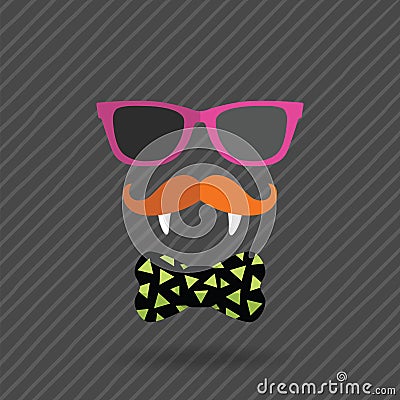 Hipster halloween man with glasses, mustache Vector Illustration