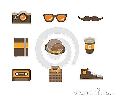 Hipster Icon Set Vector Illustration
