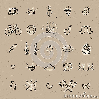 Hipster icon set Vector Illustration