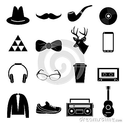 Hipster icons set Vector Illustration