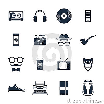 Hipster Icons Set Vector Illustration