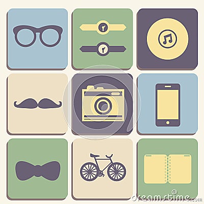 Hipster iconset Vector Illustration