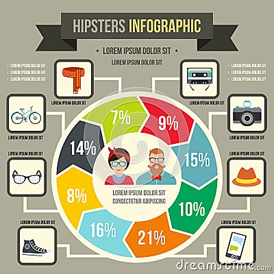 Hipster infographic concept, flat style Stock Photo