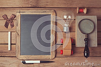 Hipster lifestyle. Vintage and modern objects collection. View from top Stock Photo