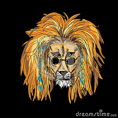 Hipster Lion Color Stock Photo