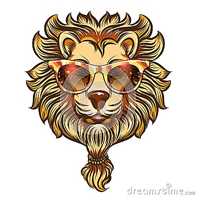 Hipster lion with colorful eyeglasses Vector Illustration