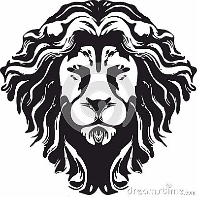 Hipster Lion head monochrome design, PNG format. Stock Photo