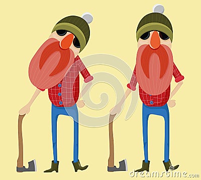 Hipster lumberjack wearing sunglasses Vector Illustration