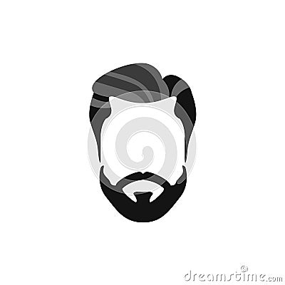 Hipster Male Hair and Facial Style With Beard Chevron Moustache Vector Illustration