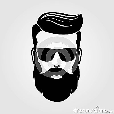 Bearded men, hipster face. Fashion silhouette, emblem, icon, label. Vector illustration Vector Illustration