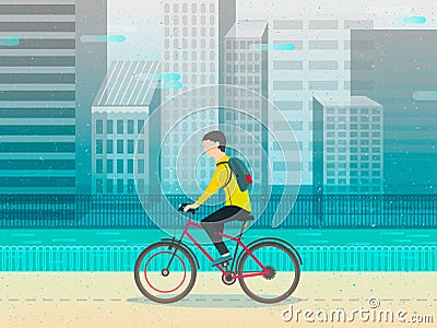 Hipster man cycling his fixie bike. design character. vector Vector Illustration