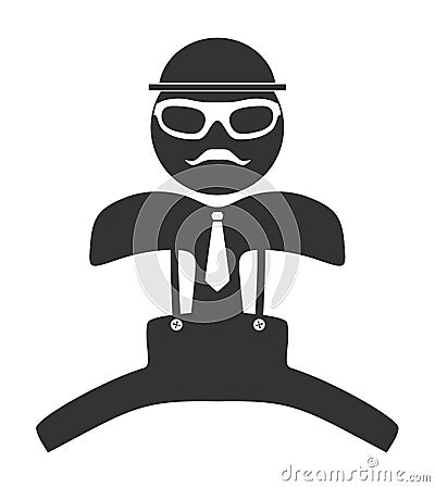 Hipster man jumping icon. Isolated on white Vector Illustration