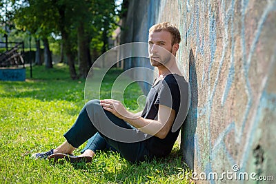 Hipster modern stylish blonde man Stock Photo