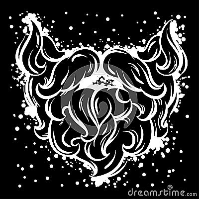 Hipster mustache and beard in line art style Vector Illustration