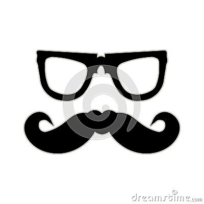 Hipster mustache and glasses Stock Photo