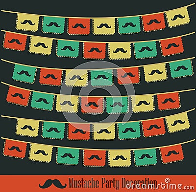 Hipster Mustache party decoration Vector Illustration