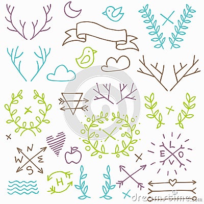 Hipster nature elements set Vector Illustration