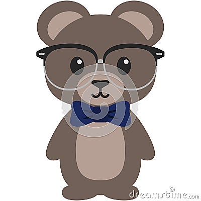 Hipster Nerdy Geeky Woodland Bear Illustration Vector Illustration
