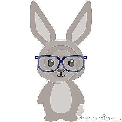 Hipster Nerdy Geeky Woodland Bunny Rabbit Illustration Vector Illustration