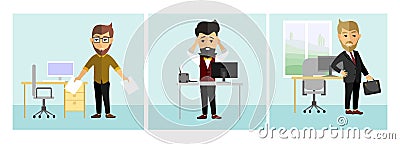 Hipster in office Vector Illustration