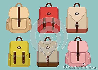 Hipster pack pattern with retro fashion trendy school backpacks, vector illustration.fabric, style, fashion vintage Vector Illustration