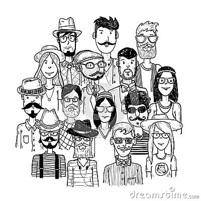 Hipster people icon set. vector illustrations Vector Illustration