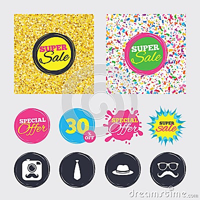 Hipster photo camera icon. Glasses symbol. Vector Illustration