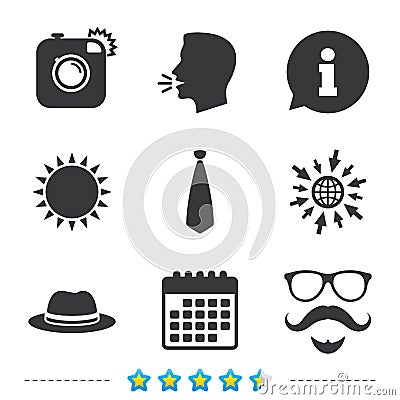 Hipster photo camera icon. Glasses symbol. Vector Illustration