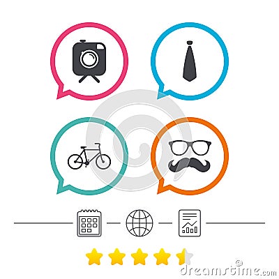 Hipster photo camera icon. Glasses symbol. Vector Illustration