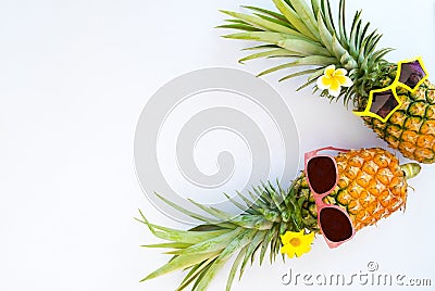 Hipster pineapples fashion. Stock Photo